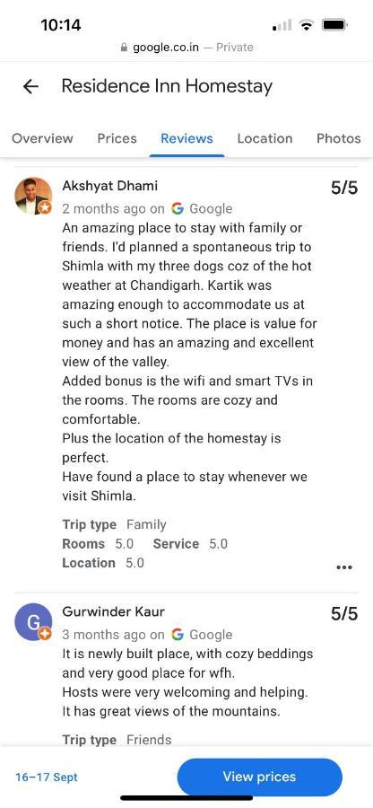 Residence Inn Homestay Shimla Exterior photo